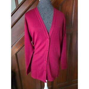 Tulchan Womens Red Wool Cardigan Sweater Button-Down Small